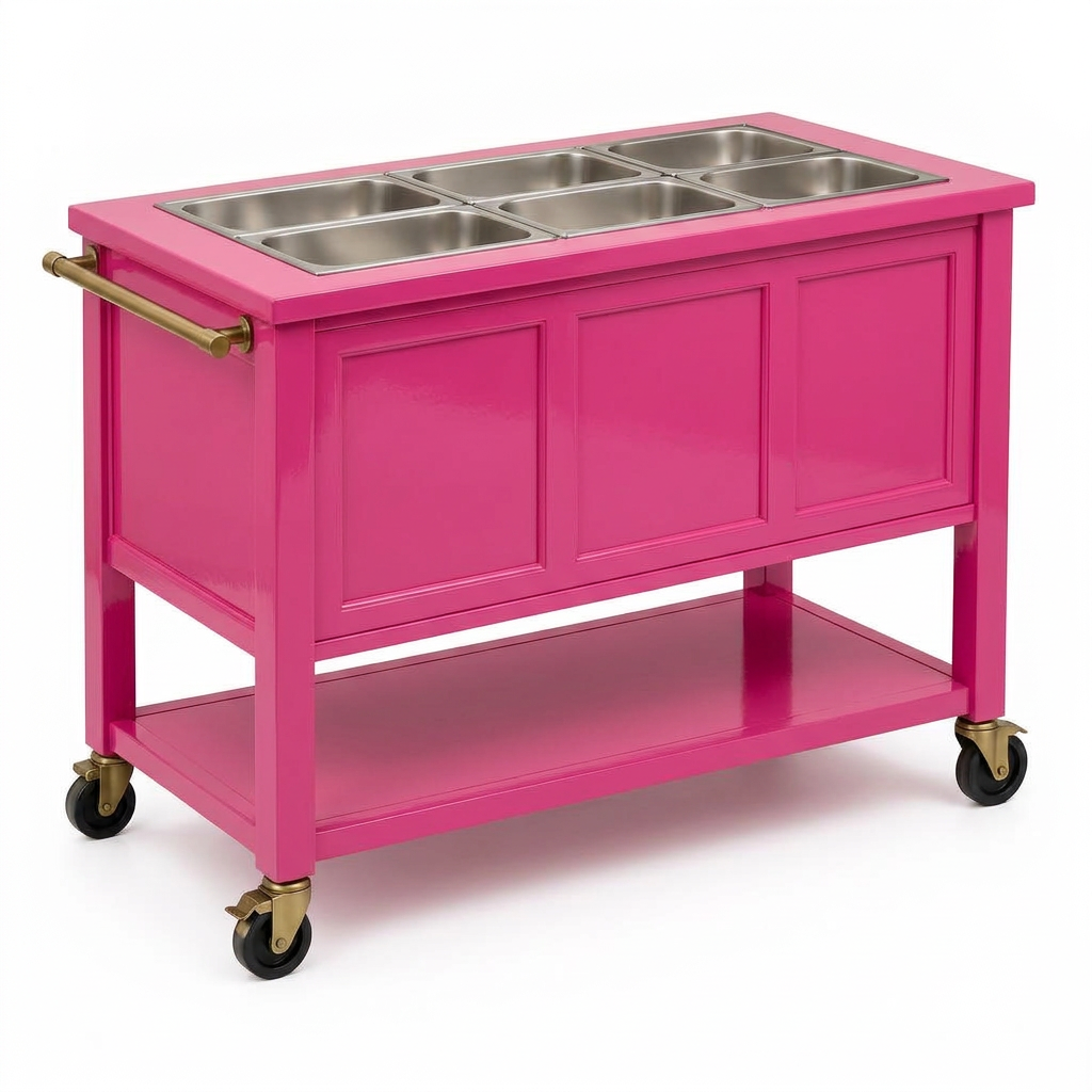 Hot pink Salad/Fruit cart